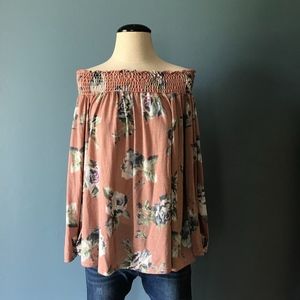 Anthropologie Mittoshop Floral Off-Shoulder Top